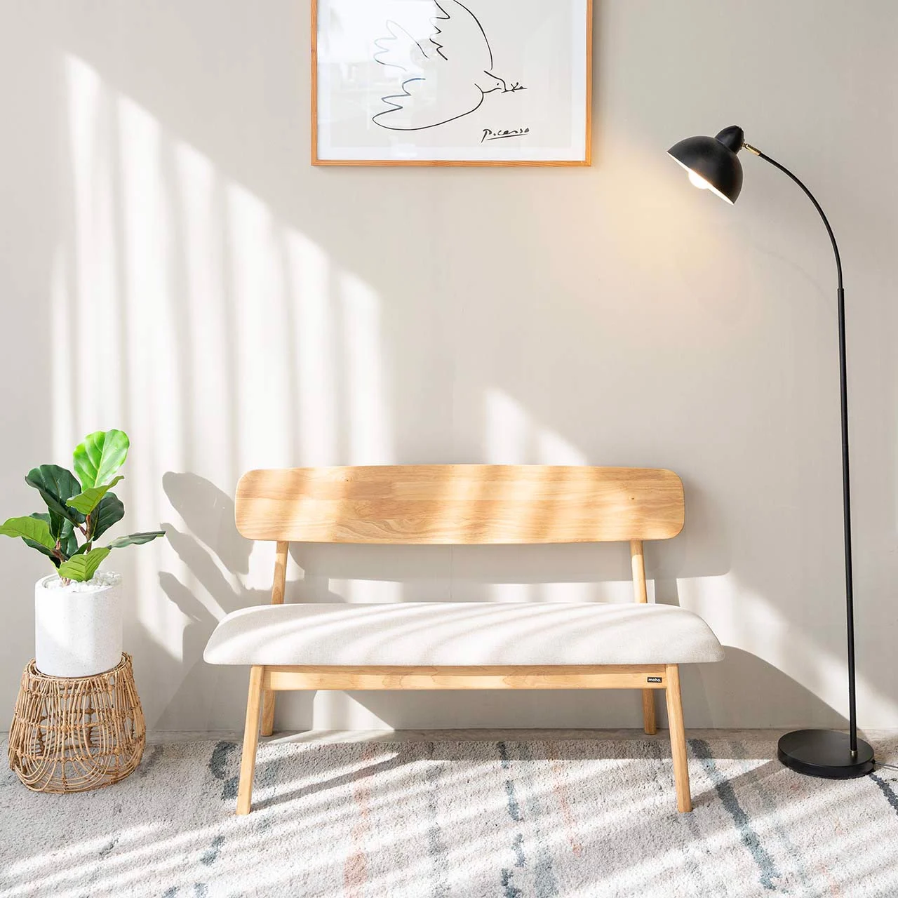 Ghế Băng Tựa Gỗ Cao Su Tự nhiên